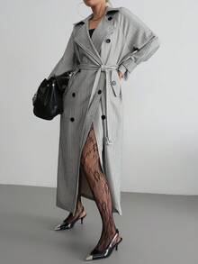 Aidyla Striped Fabric Fashion Autumn/Winter Trench Coat