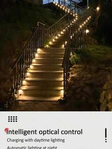 4 件/8 件/12 件/16 件户外太阳能装饰灯、1 个 LED 白光/暖光、甲板灯 - 黑色/白色外壳、壁灯、户外花园栅栏灯、景观露台太阳能楼梯灯万圣节圣诞节感恩节礼物