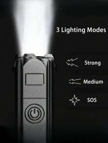 SHEIN Super Bright Rechargeable Multi-Function Torch ABS Strong Light Focusing Led Flashlight Outdoor Portable Home Built-In Battery Halloween Christmas Thanksgiving Gift