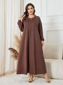 Lacomfia Elegancka, swobodna sukienka dzianinowa dla kobiet w dużych rozmiarach