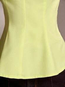 SHEIN Forever 21 女士秋冬正装/返校季/万圣节/婚礼宾客/度假/千禧年/海滩/可爱/教师/外出/商务休闲/优雅/生日/办公室/乡村音乐会/俱乐部/西部风/工作/街头风/复古/节日/鸡尾酒会/锐舞派对/毕业舞会/机场/趣味/基础款/早午餐/2000年代风格/老钱风格/教堂/返校节/高贵/派对/端庄/仙女风/约会之夜/节日/度假装/酷炫/斯德哥尔摩风格/夜生活/露背露脐上衣 - 黃色 - 查看 6