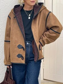 Vivie Lora Jaqueta com Capuz e Forro Térmico Feminina, Ajuste Regular, Casacos de Inverno Femininos - Castanho - Visão 2