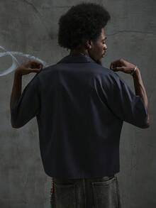 Manfinity ZONE917 Camisa corta y holgada con estampado de ángel de Los Ángeles gótico para hombre - Negro - Ver 11