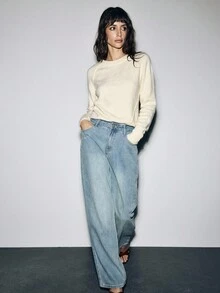 Chiquease Casual Solid Color Raglan Sleeve Sweater, Autumn/Winter - Apricot - View 6