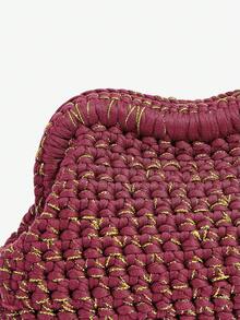 SHEIN SXY 女士，女式手拿包，钩针编织包，橙色和金色，时尚，优雅，简约，个性化，多功能，经典，适合约会，日常，购物，下午茶，海滩，度假，节日，夏季，海边 - 酒紅色 - 查看 4