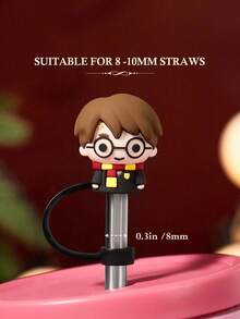 HARRY POTTER X SHEIN 1pc / 3pcs Cartoon Figure Graphic Dust-Proof Reusable Straw Cap, Suitable For Straws With A Diameter Of 8-10 Mm