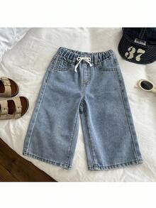 Loomiva Baby Boys Casual Vintage Washed Simple Base Soft Cute Light Blue Drawstring Waist Loose Fit Baggy Jeans,For Kids Clothes Boys Costume Dailywear Spring Summer Fall Winter Clothes,Streetwear Outfits Toddler Boys,Back To School Clothes Boys,Vacation Outfits Boys, 2 Year Old Boy Jeans - Light Wash - View 6