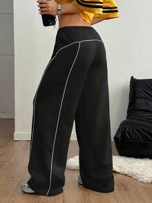 Coolane Quần jogger rộng thùng thình vá màu xám dành cho nam và nữ mặc khi về quê mùa hè theo phong cách tối giản, cơ bản, thể thao, thường ngày, dạo phố - màu đen - Xem 2