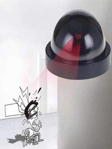 Hemisphere Realistic Surveillance Camera, Fake CCTV Dome Camera With Flashing Red LED Light