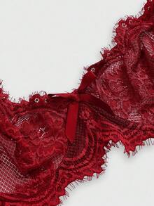 ROMWE Goth Floral Lace Underwire Triangle Cup Bra, For Valentine's Day