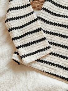 Vintaside Kids 青少年女孩休闲条纹T恤和裤子套装，秋季 - 黑與白 - 查看 7