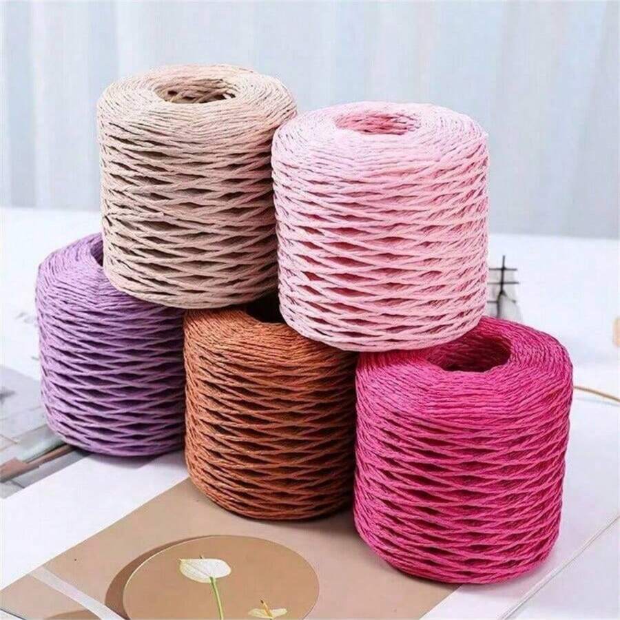 1 pieza de Hilo de Rafia, Cuerda de Rafia, Materiales de Suministros de Ganchillo y Tejido DIY para Sombreros, Bolsos, Cojines, Cestas