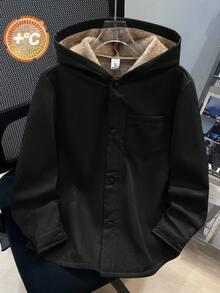 SHEIN 男童休闲日常百搭舒适保暖连帽拉链外套，适合上学、花园、海滩、生日等场合，春、夏、秋、冬皆宜。 - 黑色 - 查看 4