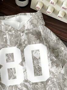 迷彩树叶印花休闲校园风都市街头宽松卫衣，适合青少年女孩，舒适透气，适合秋冬季节穿着。 - 彩色 - 查看 4