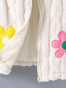 SHEIN 少女白色蓬松夹克，冬季，柔软毛绒材质，长款设计，舒适合身，经典白色 - 白色 - 查看 7