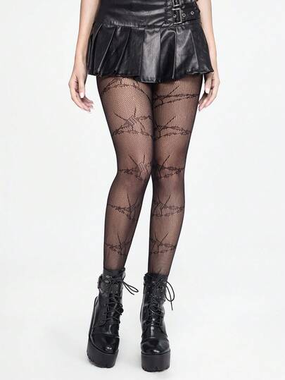 Grunge Punk 1 Pair Of Black Halloween High-Stretch Sexy Leggings