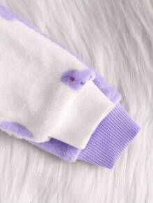 Loomiva 2 件装女婴秋冬波尔卡圆点和心形印花羊毛连帽长袖拉链连脚连体衣睡衣