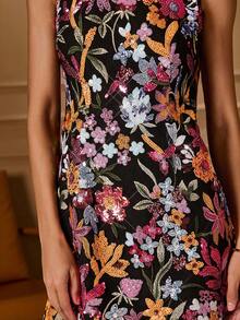 Lilora Elegant Waist-Cinched Sleeveless Casual Dress For Women, Suitable For Party & Gathering Minimalist,Elegant Sequined Dress Winter Clothes For Women High-End, Refined And Elegant - Purple - View 7