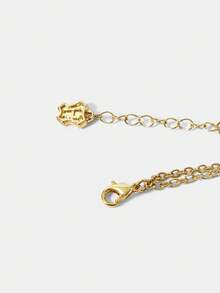 HARRY POTTER X SHEIN 1件可爱狮子图案双环巫师帽吊坠手链，优雅锆石手链 - 金色 - 查看 4