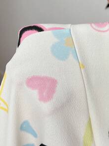 SHEIN 少女休闲宽松舒适字母图案卫衣，中长款，秋冬款 - 米色 - 查看 8