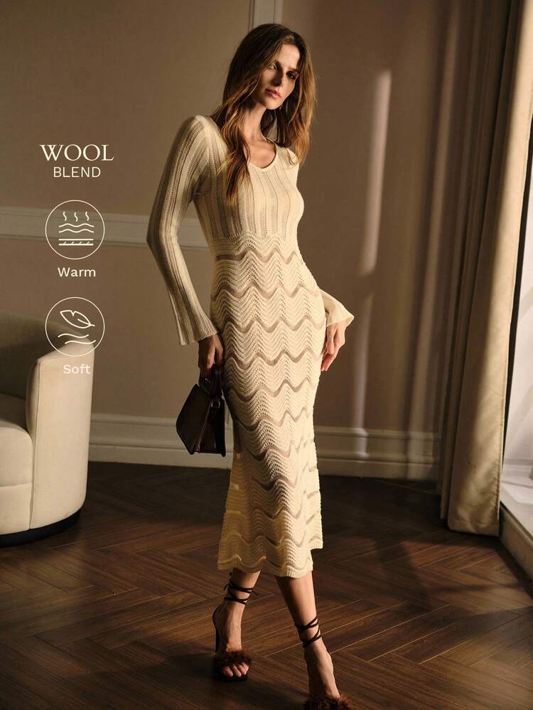 HOLLOW OUT SLIM FIT SWEATER DRESS