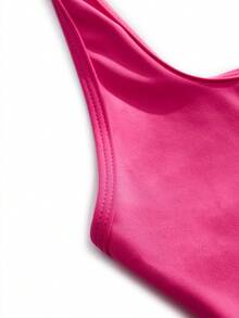 Musera Sport Halterneck Solid Color Backless Bra Active Workout Gym ,Padel Tennis Racquetball Pickleball Gym Summer - Hot Pink - View 6