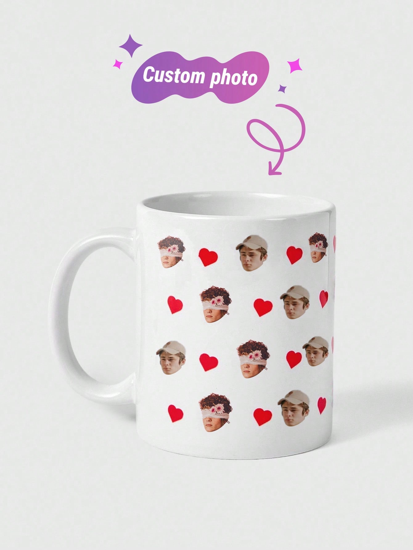 1pc Custom Face Mug, Personalized Photo Coffee Mug, Personalized Baby And Pet Face Mug, Personalized Photo Anniversary Mug, Housewarming Gifts, Valentine's Gift, Anniversary Gift, Graduation Gift, For Birthdays, For Children's Day, For Father's Day, For Graduation, For Weddings, For Housewarming Dining Room, Living Room, Bedroom, Office, Tea Room, Home, School Back To School