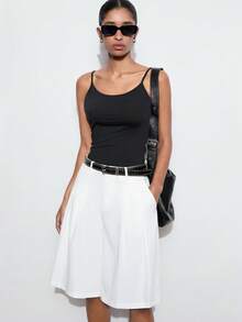 Maija Women's Casual Loose Wide Leg Pants, Solid Color, Suitable For Urban Commuting, Business, Office Wear, Teacher, Autumn - White - View 4