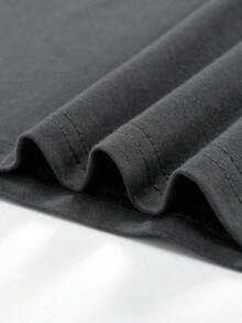 ROMWE MEN Men's Cartoon Anime Character & Slogan Print Round Neck Short Sleeve Casual T-Shirt - Dark Grey - View 3