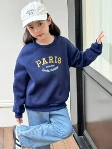Genkimix Kids 青少年女孩字母印花休闲圆领运动衫 - 玫紅色 - 查看 7