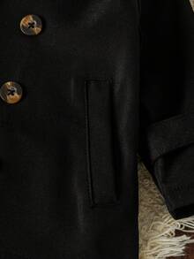 SHEIN Baby Boy Elegant And Fashionable Khaki Medium-Length Trench Coat, Suitable For Spring And Autumn, Suitable For Daily Wear, Outings, Vacations, And Parties Fall Winter