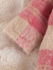 SHEIN 1pc Infant Girl's Fashionable Minimalist College Style Rose Red Plaid Lapel Long Sleeve Jacket, Suitable For Daily School Wear, Spring/Autumn Fall Winter - Multicolor - View 7