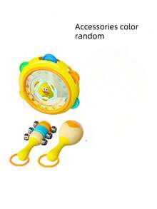 Zazumi 3PCS Baby Rattle Toy Set Gift Box Newborn Grasp Training Sensory Toys Colorful Shaker Drum Early Learning First Year Development Musical Instruments  Material Soft Touch Design(Style Accessories Random)