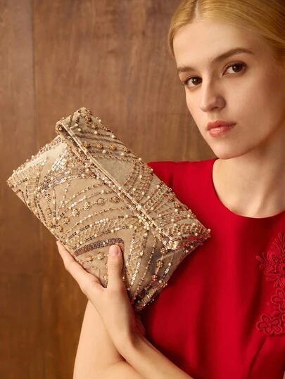 MOTF PREMIUM 女士时尚方形仿羽毛手拿包，情人节款，完美搭配舞会礼服、舞会配饰、亮片连衣裙、闪亮连衣裙、亮片