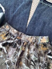 Quần short họa tiết cành cây và họa tiết rằn ri thường ngày mùa hè dành cho thiếu nữ - Nhiều màu - Xem 3