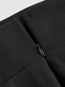 SHEIN MOD 女士都市现代宽松阔腿裤，黑色，简约百搭，适合商务通勤、秋冬季办公室穿着 - 黑色 - 查看 4