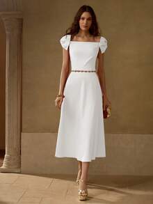 MOTF PREMIUM BOW DECOR OFF SHOULDER DRESS - White - View 5