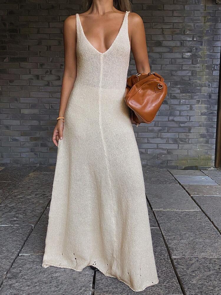 Women's Solid Color Casual Sweater Dress, Autumn/Winter New Arrival SunDress