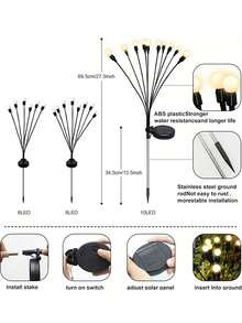 Solar Garden Lights, 1 Piece 8/10LED Outdoor Solar Powered Tilted Lights, Waterproof Flashlight For Outdoor Courtyard Decoration, Excellent Lamp Base And Varies In Length