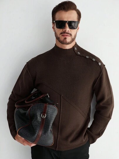 Manfinity CityGents 男士休闲纯色长袖毛衣，适合日常穿着，老款，秋冬