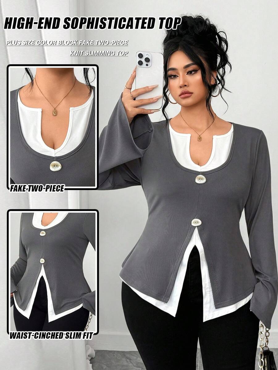 SHEIN Elenzya Halloween Plus Size T-Shirts Fall Cloth For Women - Grey - View 1