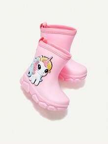 Cozy Pixies A Pair Of Girls' All-Season Unicorn Rain , Cute,  Soft Rubber  Baby Boots - Pink - View 4
