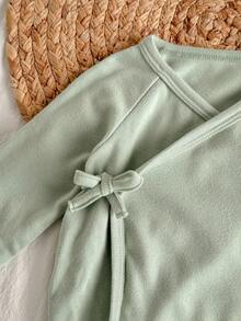 Loomiva 新生男婴/女婴两件套柔软针织圆领长袖上衣和松紧腰长裤 - 綠色 - 查看 8