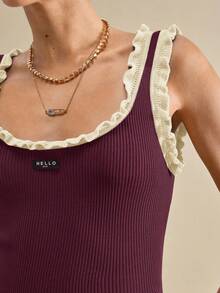 Muvela Bluză tricotată fără mâneci, cu volane, pentru femei, vară și toamnă 2025, elegantă, urbană, romantică, stil vintage pentru festivaluri de muzică country Y2K, casual, pentru afaceri, birou, întâlniri, petrecere, ieșire, aeroport, înapoi la școală, toamnă