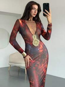 Aloruh 女士时尚性感豹纹连衣裙 - 彩色 - 查看 7