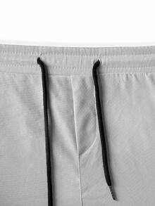 Manfinity Homme 男士纯色工装口袋直筒休闲裤，秋季 - 銀色 - 查看 6