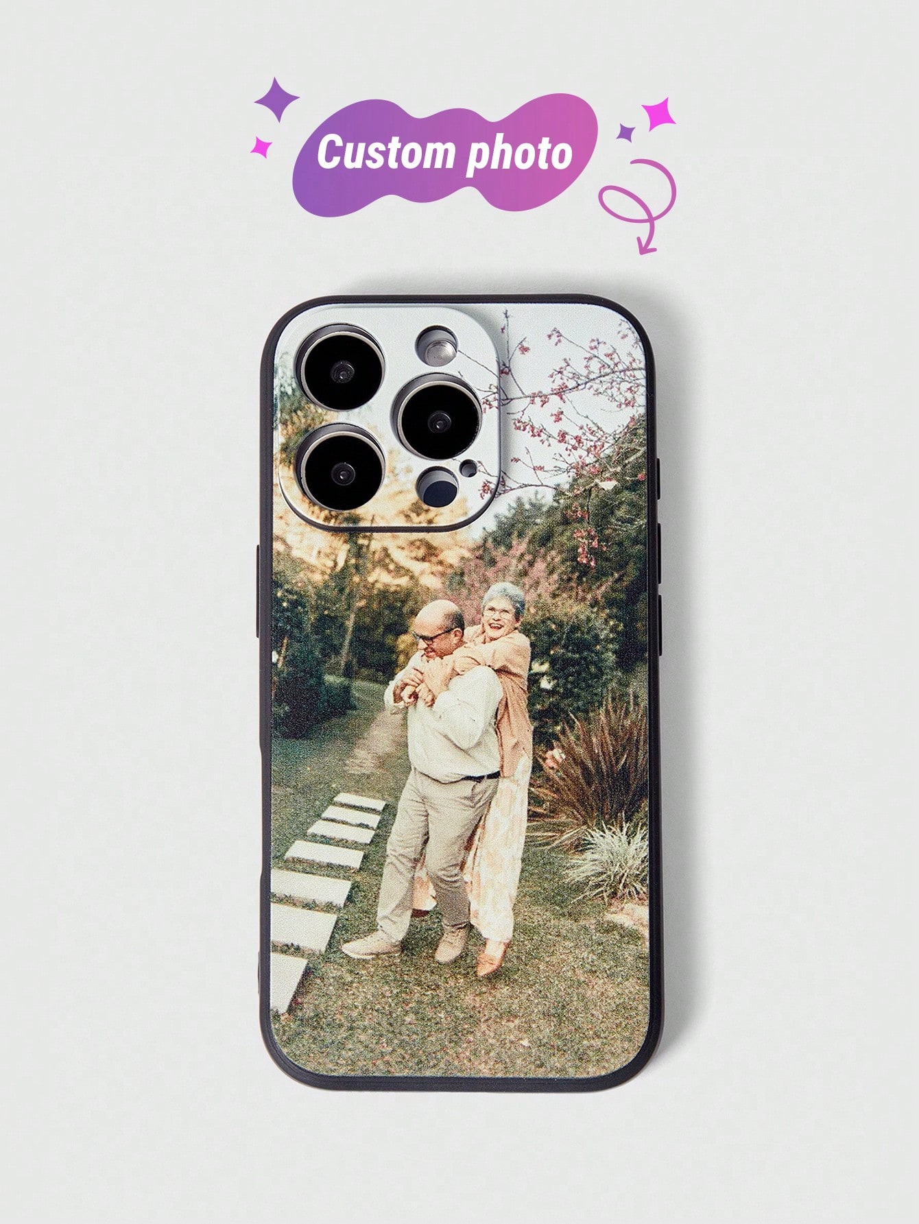 1pc Fashionable Personalized Black Soft Phone Case Customized With Various Life, Family, Scenery, Wedding Photos Cat, Floral Khaki, Clear Fashionable, Stylish, Colorful, Matching Phone Cases, Contracted Custom, Personalized, Unique, Gifts For Friends For Mother's Day Phone Cover
