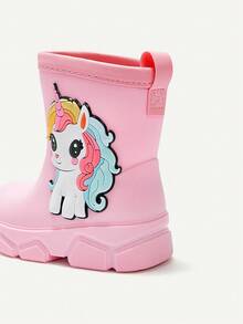 Cozy Pixies A Pair Of Girls' All-Season Unicorn Rain , Cute,  Soft Rubber  Baby Boots - Pink - View 8