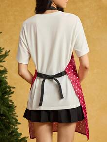 Betty Boop x SHEIN 1 pieza Delantal para adultos con estampado de lunares y figuras de dibujos animados, de material impermeable y resistente al aceite, cómodo y suave, esencial para la cocina y la repostería, adecuado para hombres y mujeres