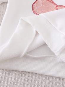 6 件套女婴舒适休闲针织可爱蝴蝶结和字母印花圆领长袖上衣和裤子套装，适合春秋冬季日常穿着 - 彩色 - 查看 8